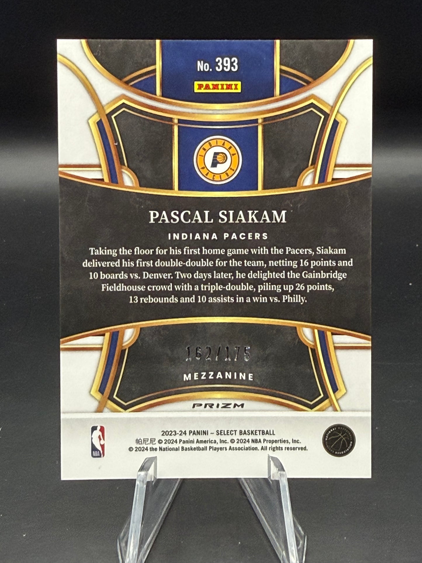 Pascal Siakam 2023-24 Select #393 Mezzanine Flash Purple Prizm /175 - Pacers