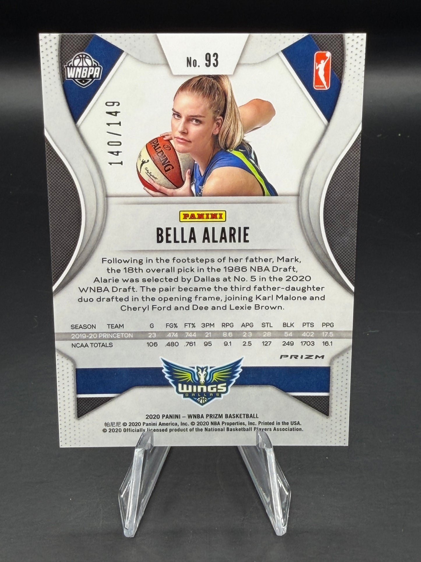 Bella Alarie 2020 Prizm WNBA #93 Blue Prizm Color Match /149 - Dallas Wings