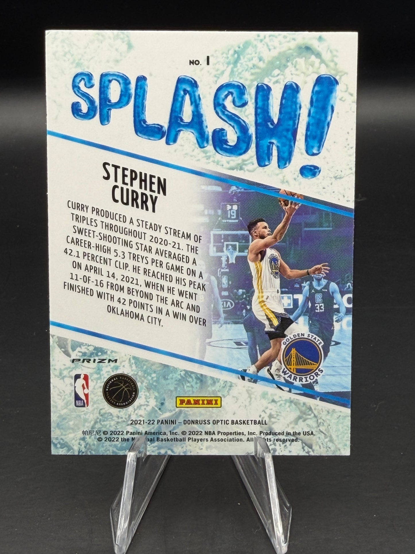 Stephen Curry 2021-22 Optic Splash #1 Silver Holo - Warriors