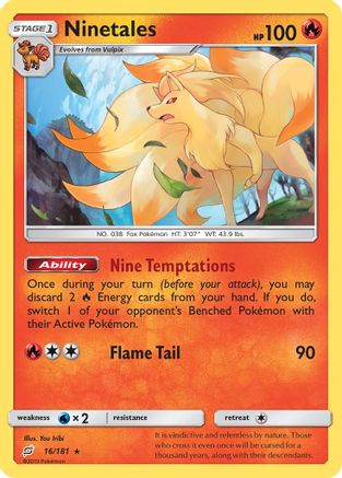 Ninetales 016/181 - Reverse Holofoil SM Team Up - Rare