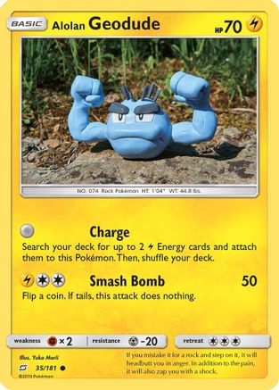 Alolan Geodude (35) 035/181 - Reverse Holofoil SM Team Up - Common