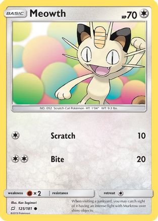 Meowth 125/181 SM Team Up - Common