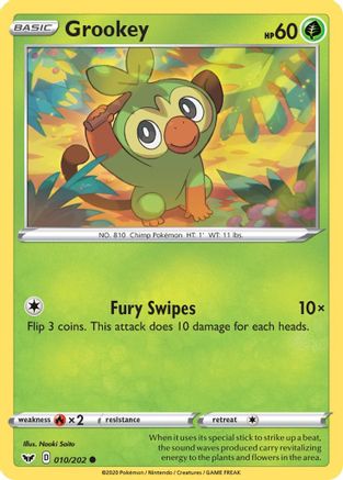Grookey (010) 010/202 SWSH01 Sword & Shield Base Set - Common
