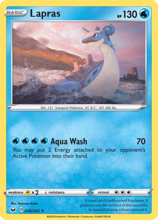 Lapras 048/202 - Reverse Holofoil SWSH01 Sword & Shield Base Set - Rare