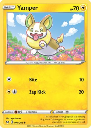 Yamper (074) 074/202 - Reverse Holofoil SWSH01 Sword & Shield Base Set - Common
