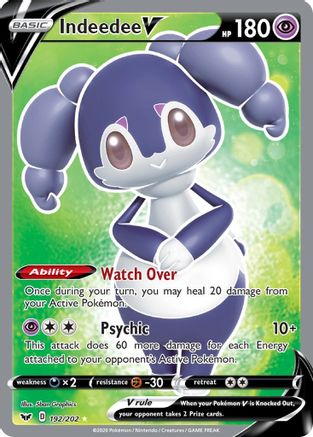 Indeedee V (Full Art) 192/202 - Holofoil SWSH01 Sword & Shield Base Set - Ultra Rare