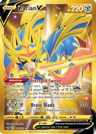 Zacian V (Secret) 211/202 - Holofoil SWSH01 Sword & Shield Base Set - Secret Rare