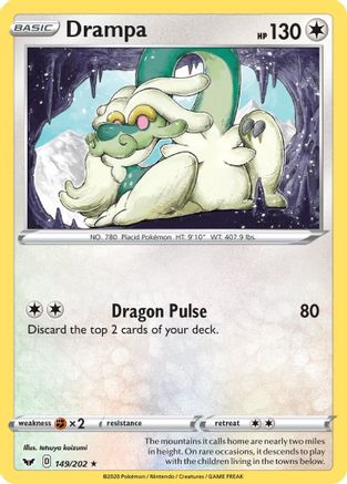Drampa 149/202 - Reverse Holofoil SWSH01 Sword & Shield Base Set - Rare