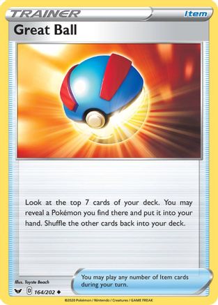 Great Ball 164/202 - Reverse Holofoil SWSH01 Sword & Shield Base Set - Uncommon