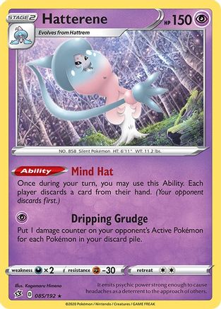 Hatterene 085/192 - Reverse Holofoil SWSH02 Rebel Clash - Holo Rare