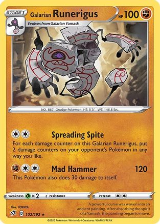 Galarian Runerigus 102/192 SWSH02 Rebel Clash - Rare