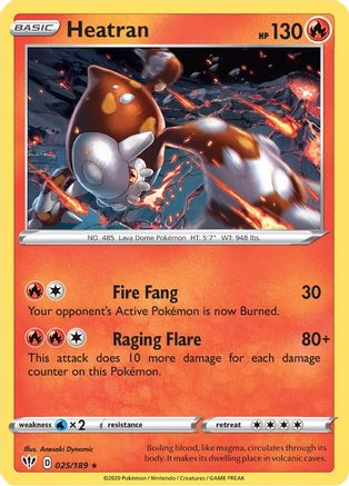 Heatran 025/189 - Reverse Holofoil SWSH03 Darkness Ablaze - Holo Rare