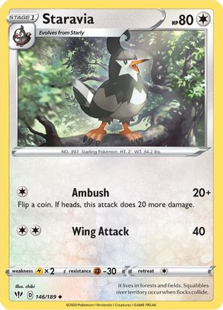 Staravia 146/189 - Reverse Holofoil SWSH03 Darkness Ablaze - Uncommon