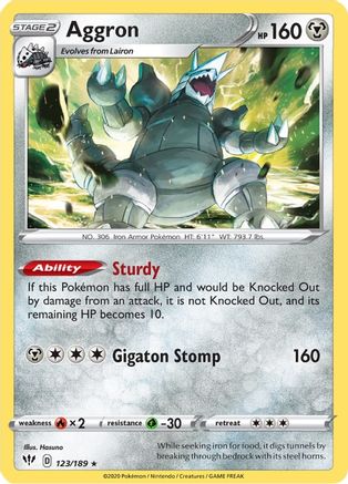 Aggron 123/189 - Reverse Holofoil SWSH03 Darkness Ablaze - Holo Rare