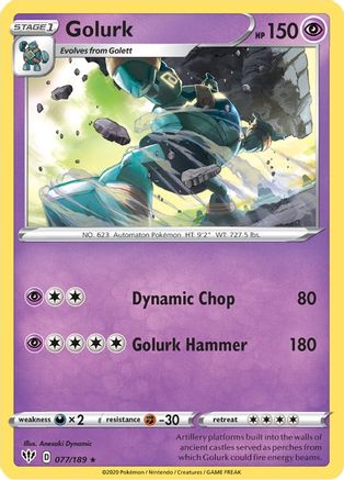 Golurk 077/189 - Reverse Holofoil SWSH03 Darkness Ablaze - Rare