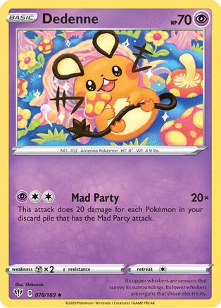Dedenne 078/189 - Reverse Holofoil SWSH03 Darkness Ablaze - Uncommon
