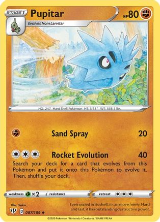 Pupitar 087/189 - Reverse Holofoil SWSH03 Darkness Ablaze - Uncommon