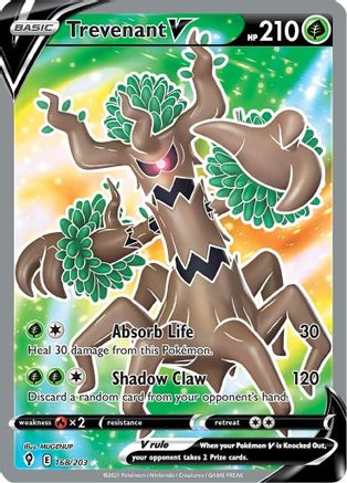 Trevenant V (Full Art) 168/203 - Holofoil SWSH07 Evolving Skies - Ultra Rare
