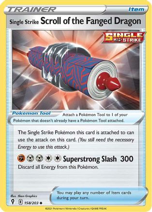 Single Strike Scroll of the Fanged Dragon 158/203 - Reverse Holofoil SWSH07 Evolving Skies - Uncommon