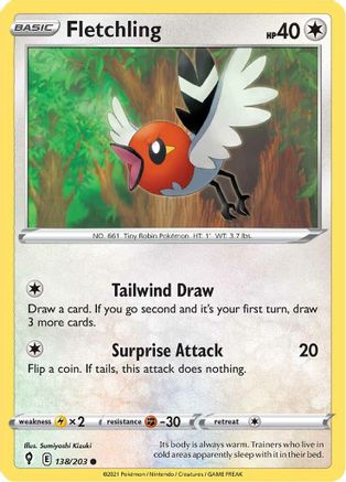 Fletchling 138/203 SWSH07 Evolving Skies - Common