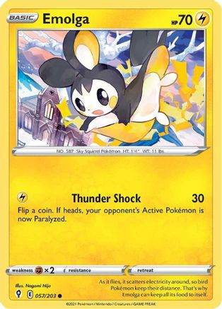 Emolga 057/203 - Reverse Holofoil SWSH07 Evolving Skies - Common