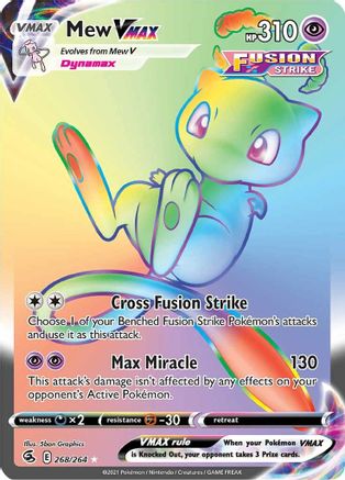 Mew VMAX (Secret) 268/264 - Holofoil SWSH08 Fusion Strike - Secret Rare