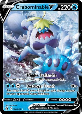 Crabominable V 076/264 - Holofoil SWSH08 Fusion Strike - Ultra Rare