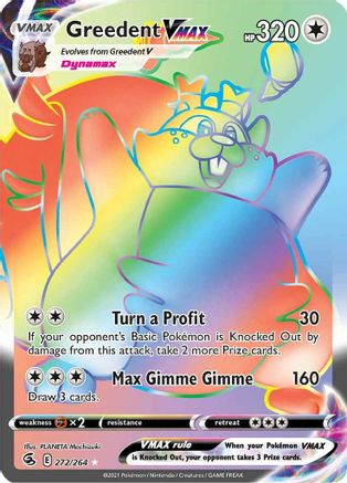 Greedent VMAX (Secret) 272/264 - Holofoil SWSH08 Fusion Strike - Secret Rare