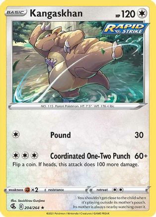 Kangaskhan 204/264 SWSH08 Fusion Strike - Rare