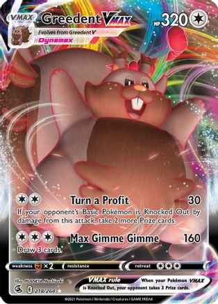 Greedent VMAX 218/264 - Holofoil SWSH08 Fusion Strike - Ultra Rare