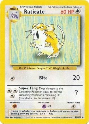 Raticate 040/102 Base Set - Uncommon