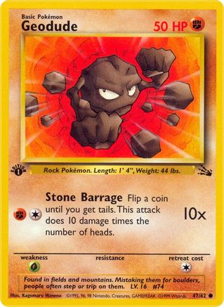 Geodude 047/62 - 1st Edition Fossil - Common