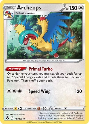 Archeops 147/195 - Holofoil SWSH12 Silver Tempest - Holo Rare