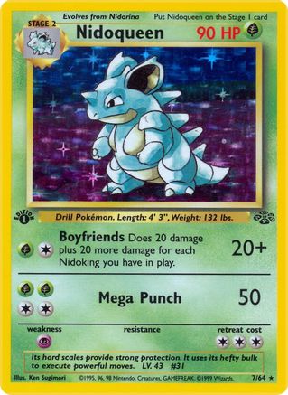 Nidoqueen (7) 007/64 - 1st Edition Holofoil Jungle - Holo Rare