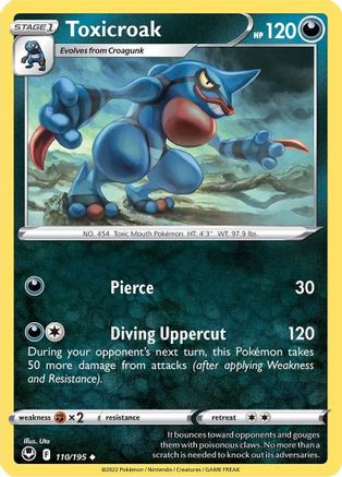 Toxicroak 110/195 - Reverse Holofoil SWSH12 Silver Tempest - Uncommon