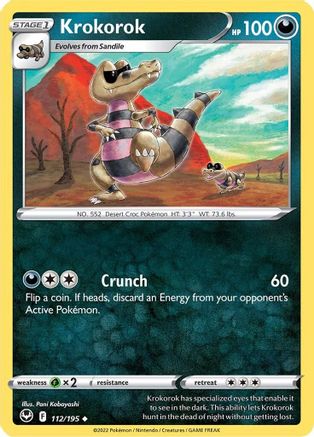Krokorok 112/195 - Reverse Holofoil SWSH12 Silver Tempest - Uncommon
