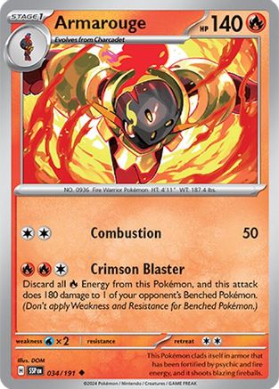 Armarouge 034/191 - Reverse Holofoil SV08 Surging Sparks - Uncommon