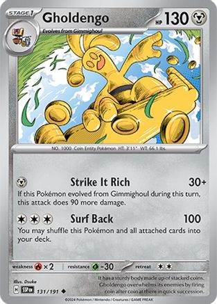 Gholdengo 131/191 - Reverse Holofoil SV08 Surging Sparks - Uncommon