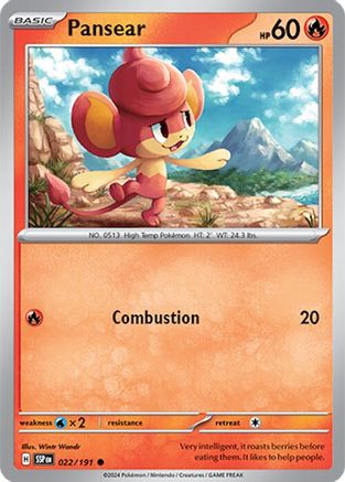 Pansear 022/191 - Reverse Holofoil SV08 Surging Sparks - Common
