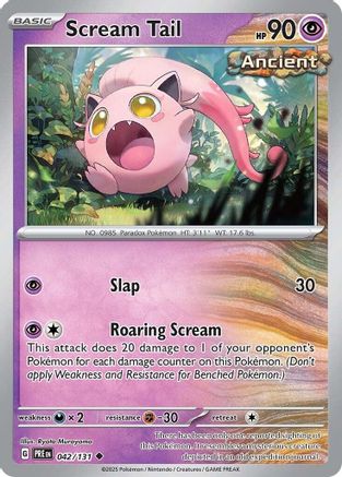 Scream Tail 042/131 - Reverse Holofoil SV Prismatic Evolutions - Uncommon