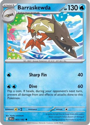 Barraskewda 063/182 - Reverse Holofoil SV10 Destined Rivals - Uncommon