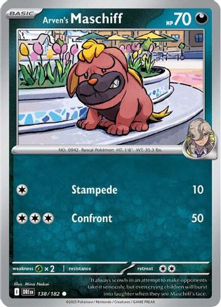 Arven's Maschiff 138/182 - Reverse Holofoil SV10 Destined Rivals - Common