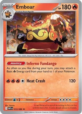 Emboar 013/086 - Holofoil SV White Flare - Rare