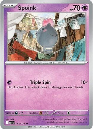Spoink 062/132 - Reverse Holofoil ME01 Mega Evolution - Common