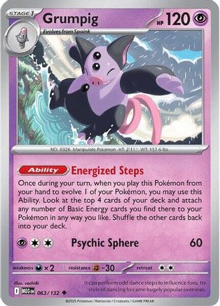 Grumpig 063/132 - Reverse Holofoil ME01 Mega Evolution - Uncommon