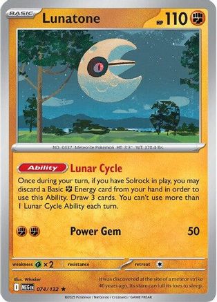 Lunatone 074/132 - Reverse Holofoil ME01 Mega Evolution - Rare