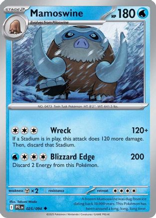Mamoswine 025/094 - Reverse Holofoil ME02 Phantasmal Flames - Uncommon