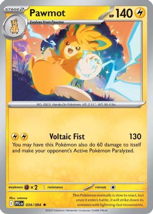 Pawmot 034/094 - Reverse Holofoil ME02 Phantasmal Flames - Rare