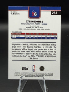 2025-26 Topps Chrome VJ Edgecombe Yellow Refractor /275 RC - 76ers [BLISS]