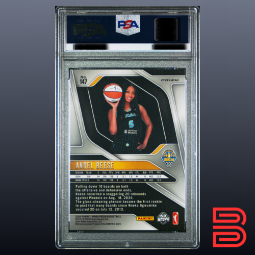 Angel Reese 2024 Panini Prizm #147 RC Photo Variant WNBA Logo Prizm PSA 8
